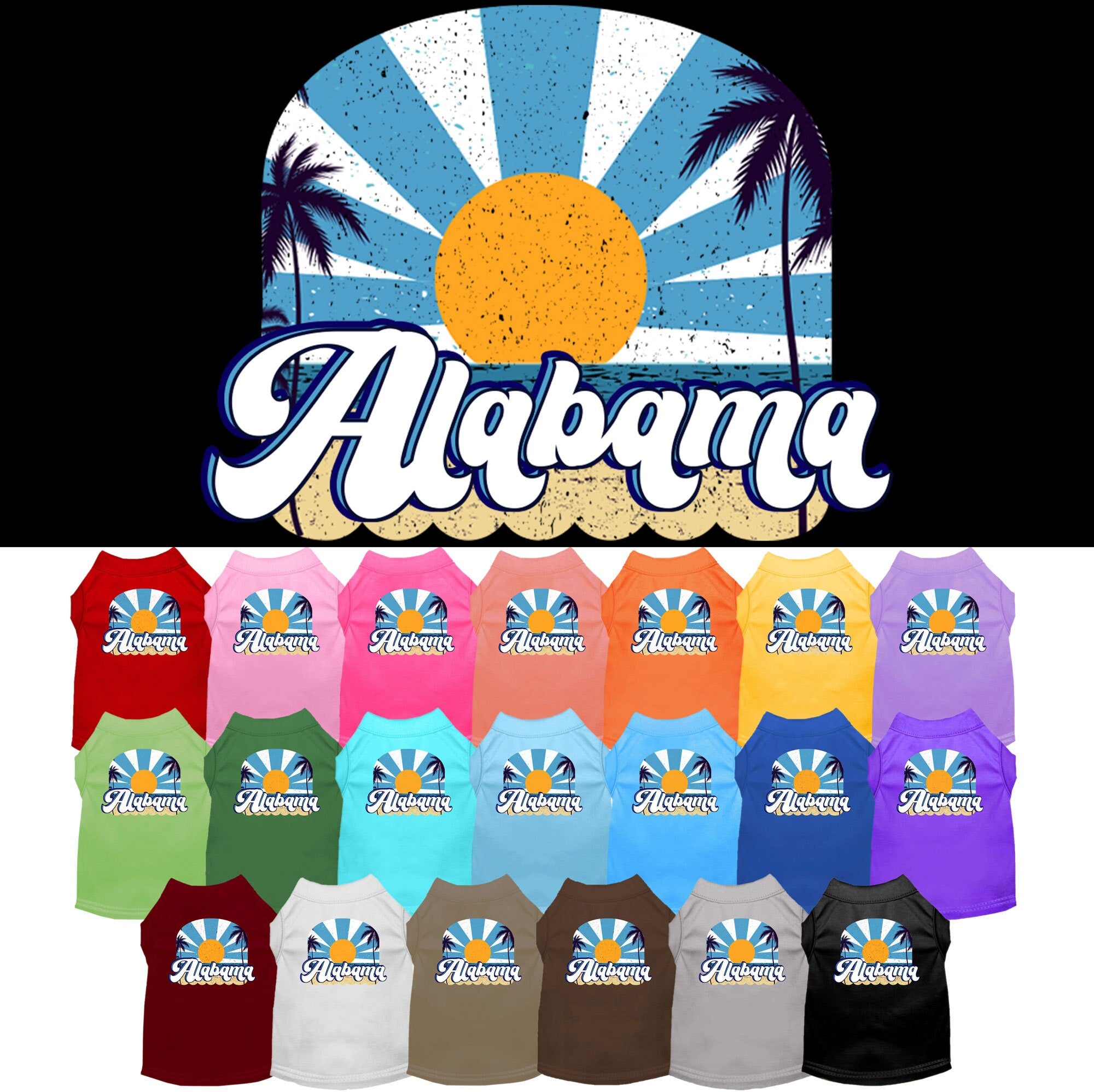 A soft and stylish screen printed shirt for medium to large dogs and cats, featuring the 'Alabama Coast' design, perfect for casual wear.