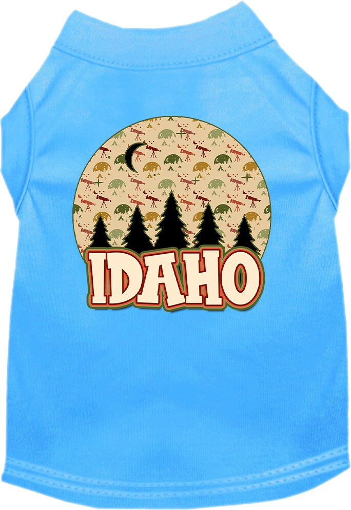 A stylish screen printed shirt for medium to large pets featuring a unique 'Idaho Under The Stars' design, made from soft and durable fabric.