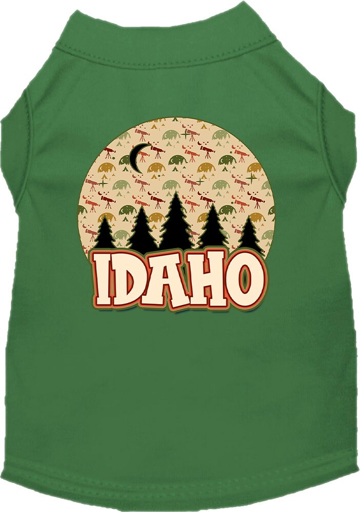 A stylish screen printed shirt for medium to large pets featuring a unique 'Idaho Under The Stars' design, made from soft and durable fabric.