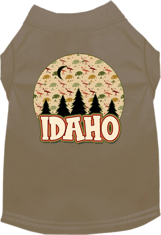 A stylish screen printed shirt for medium to large pets featuring a unique 'Idaho Under The Stars' design, made from soft and durable fabric.