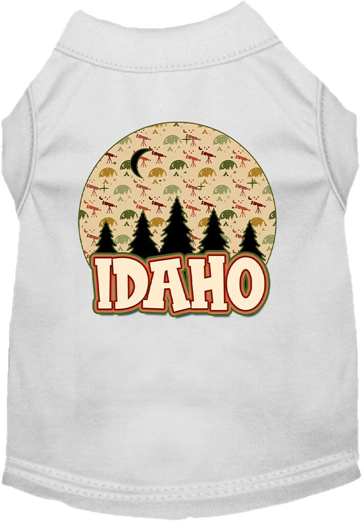 A stylish screen printed shirt for medium to large pets featuring a unique 'Idaho Under The Stars' design, made from soft and durable fabric.