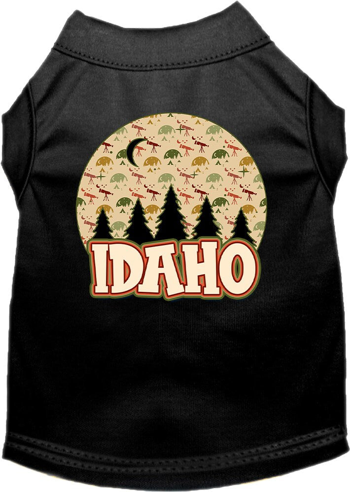 A stylish screen printed shirt for medium to large pets featuring a unique 'Idaho Under The Stars' design, made from soft and durable fabric.