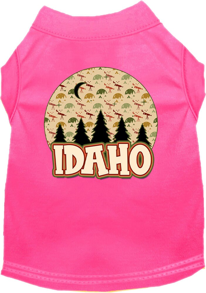 A stylish screen printed shirt for medium to large pets featuring a unique 'Idaho Under The Stars' design, made from soft and durable fabric.