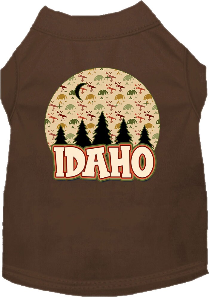 A stylish screen printed shirt for medium to large pets featuring a unique 'Idaho Under The Stars' design, made from soft and durable fabric.