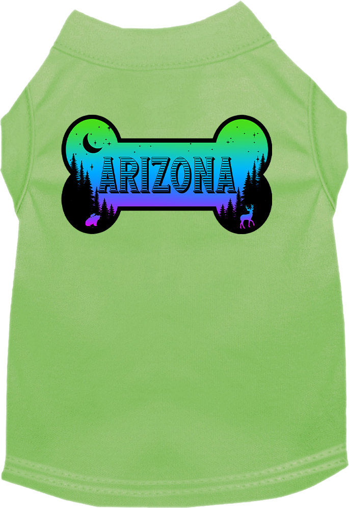 A stylish screen printed shirt for medium to large pets, featuring a vibrant Arizona Mountain Shades design, made from soft cotton and polyester blend.