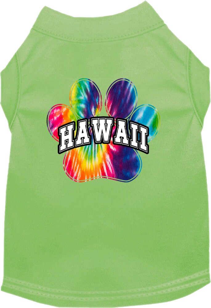 A vibrant 'Hawaii Bright Tie Dye' screen printed shirt for medium to large dogs and cats, showcasing a colorful design and soft fabric.