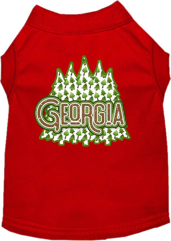 A soft and stylish screen printed shirt for medium to large pets featuring a Georgia Woodland Trees design, perfect for dogs and cats.
