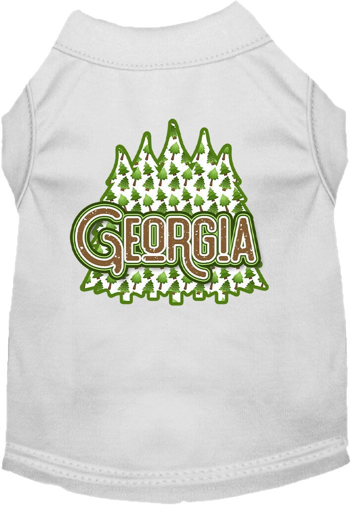 A soft and stylish screen printed shirt for medium to large pets featuring a Georgia Woodland Trees design, perfect for dogs and cats.