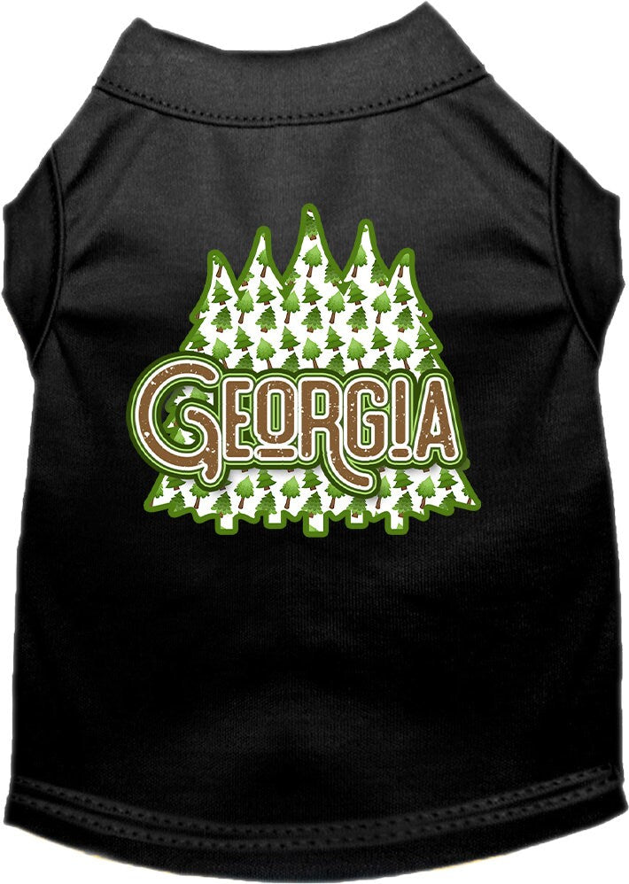 A soft and stylish screen printed shirt for medium to large pets featuring a Georgia Woodland Trees design, perfect for dogs and cats.