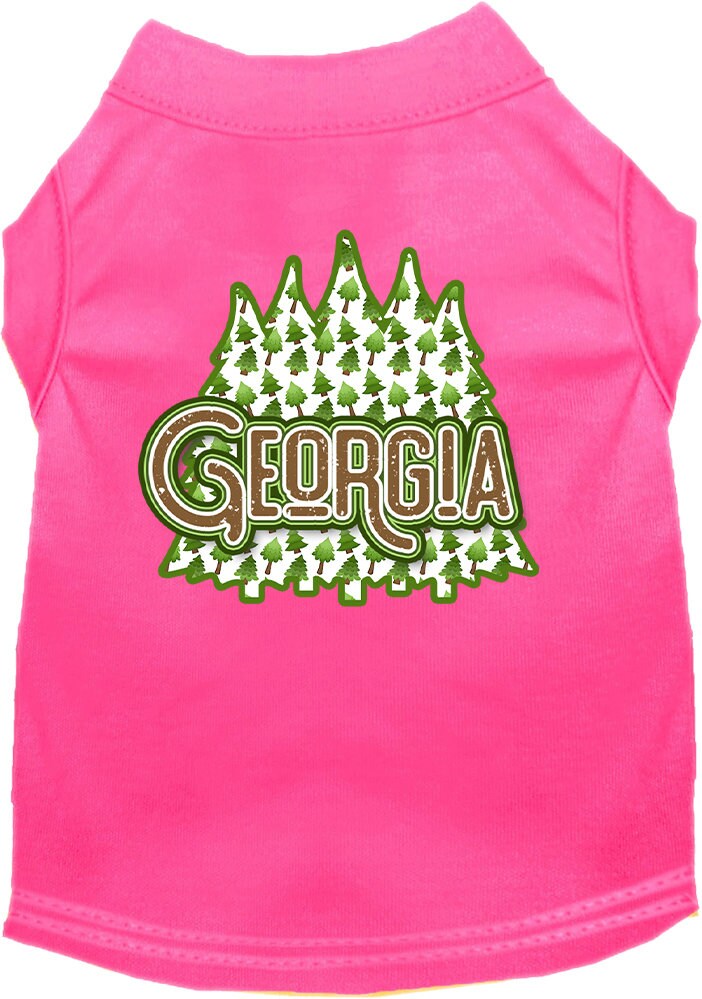 A soft and stylish screen printed shirt for medium to large pets featuring a Georgia Woodland Trees design, perfect for dogs and cats.