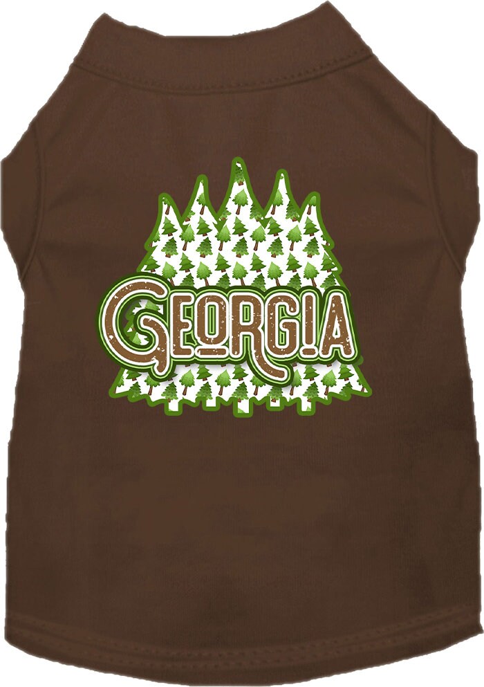 A soft and stylish screen printed shirt for medium to large pets featuring a Georgia Woodland Trees design, perfect for dogs and cats.