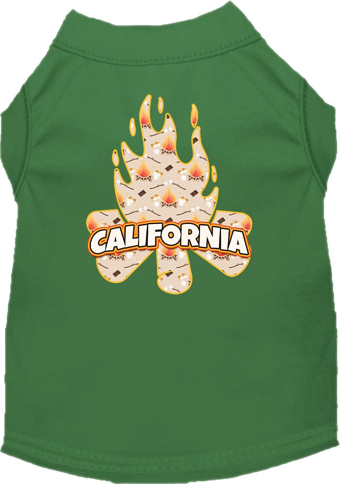 A soft and comfy screen printed shirt for medium to large pets featuring a 'California Around The Campfire' design, perfect for dogs and cats.
