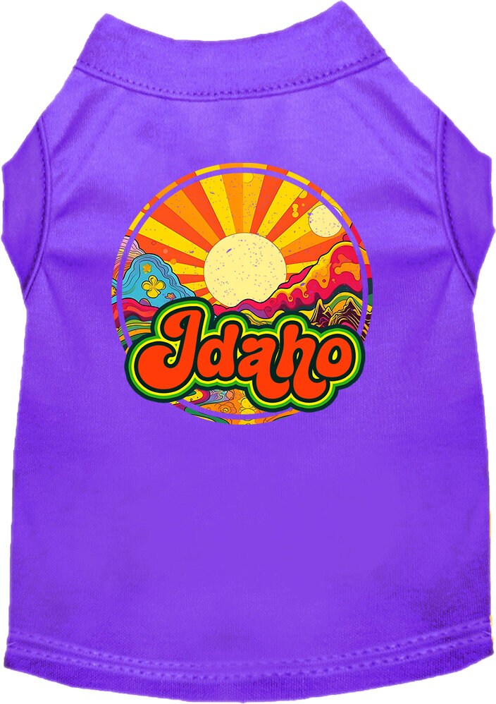 A soft and stylish screen printed shirt for medium to large pets featuring the 'Idaho Mellow Mountain' design, perfect for dogs and cats.