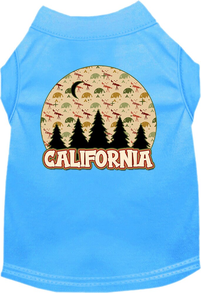 A soft and stylish screen printed shirt for medium to large pets featuring a 'California Under The Stars' design, perfect for dogs and cats.