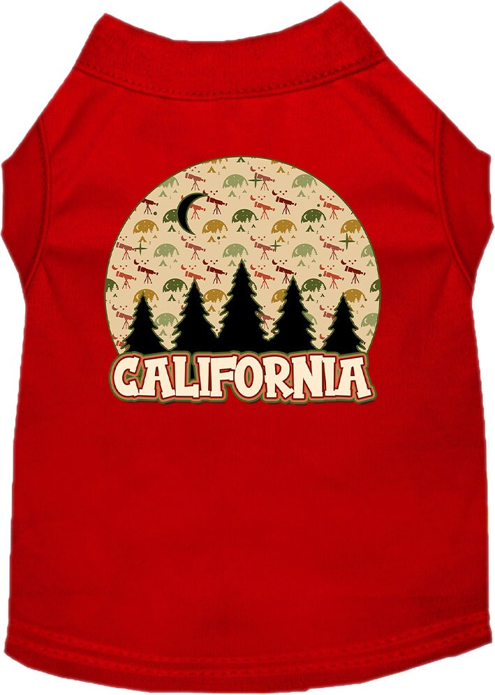 A soft and stylish screen printed shirt for medium to large pets featuring a 'California Under The Stars' design, perfect for dogs and cats.