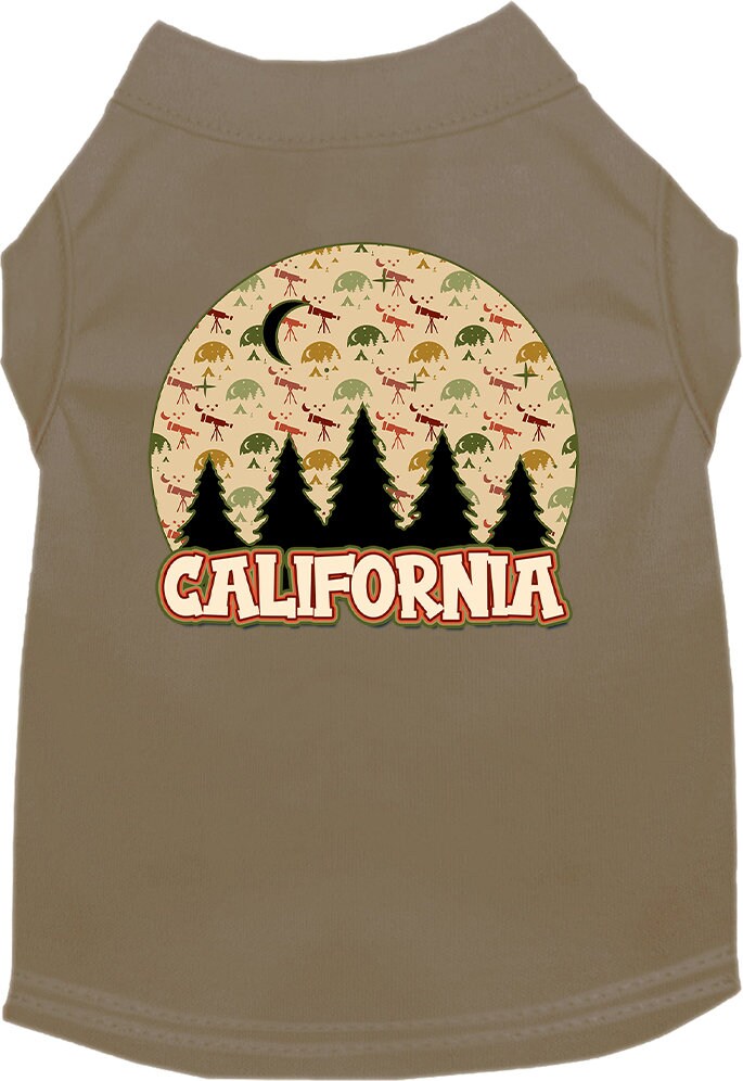 A soft and stylish screen printed shirt for medium to large pets featuring a 'California Under The Stars' design, perfect for dogs and cats.