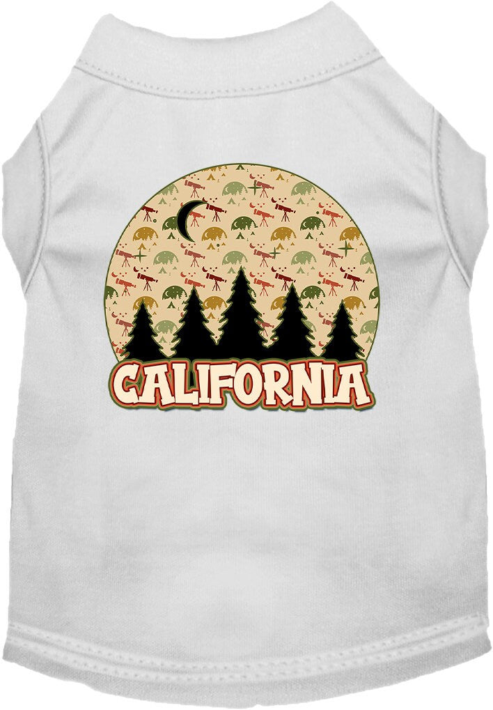 A soft and stylish screen printed shirt for medium to large pets featuring a 'California Under The Stars' design, perfect for dogs and cats.