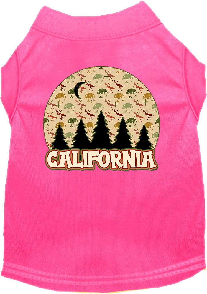 A soft and stylish screen printed shirt for medium to large pets featuring a 'California Under The Stars' design, perfect for dogs and cats.