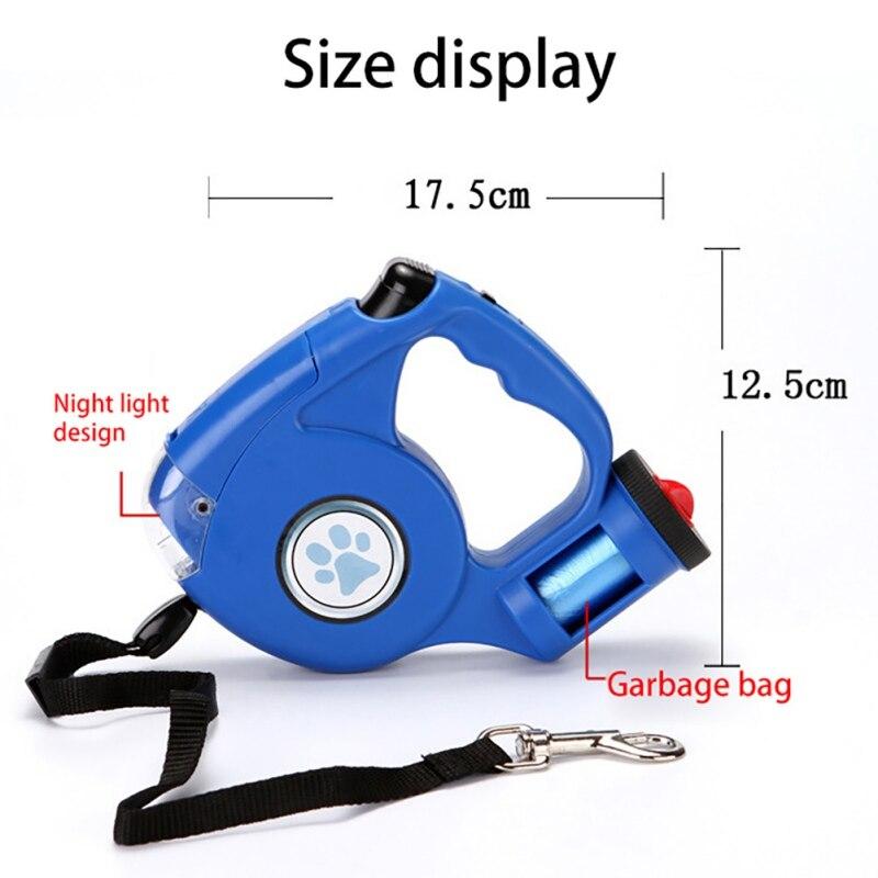 Retractable automatic dog leash designed for small dogs and cats, featuring a durable plastic body and a comfortable grip handle.