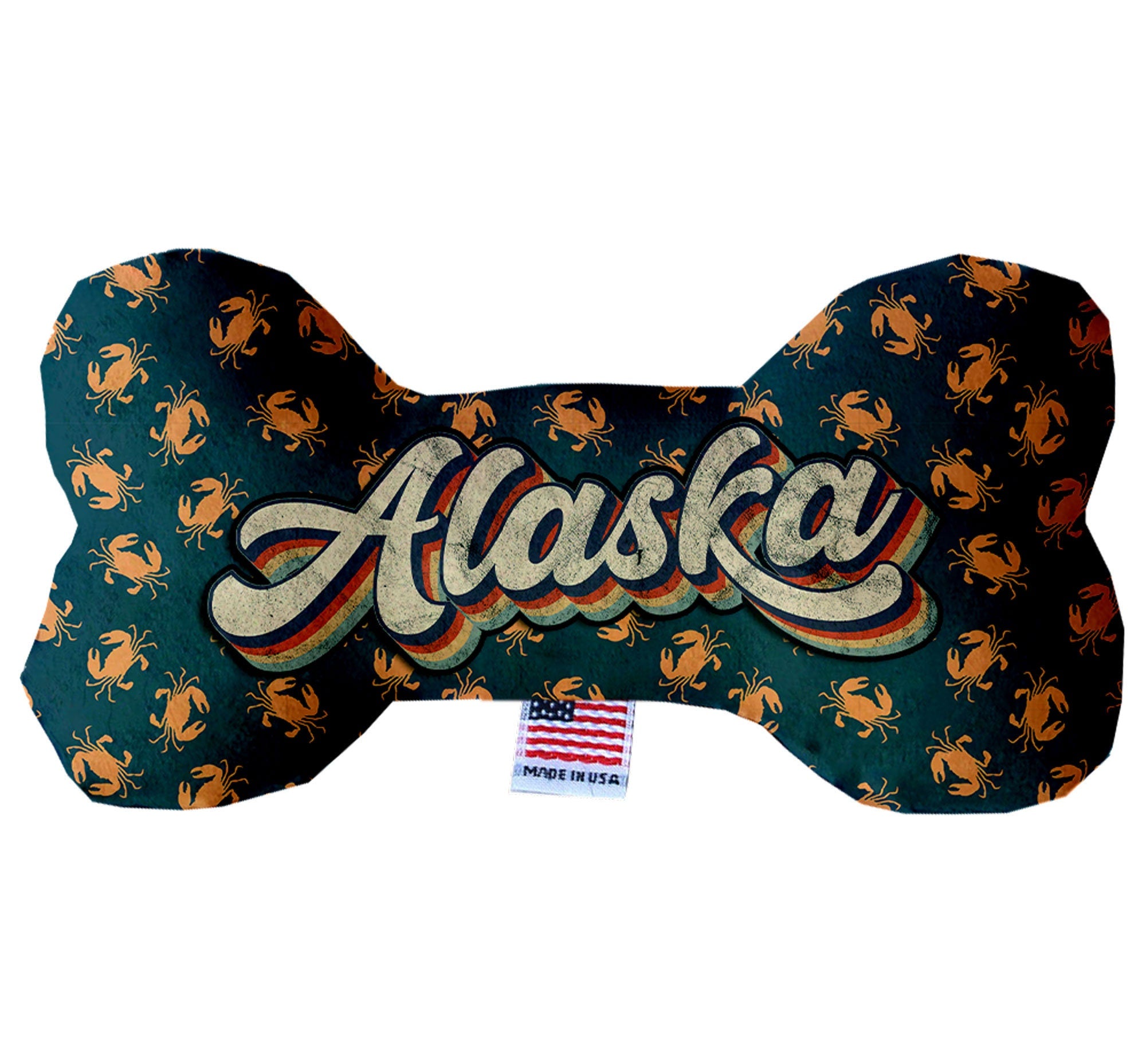 Alaskan Coast Plush Bone Toys set, featuring soft, cuddly designs in various patterns, perfect for dogs of all sizes.