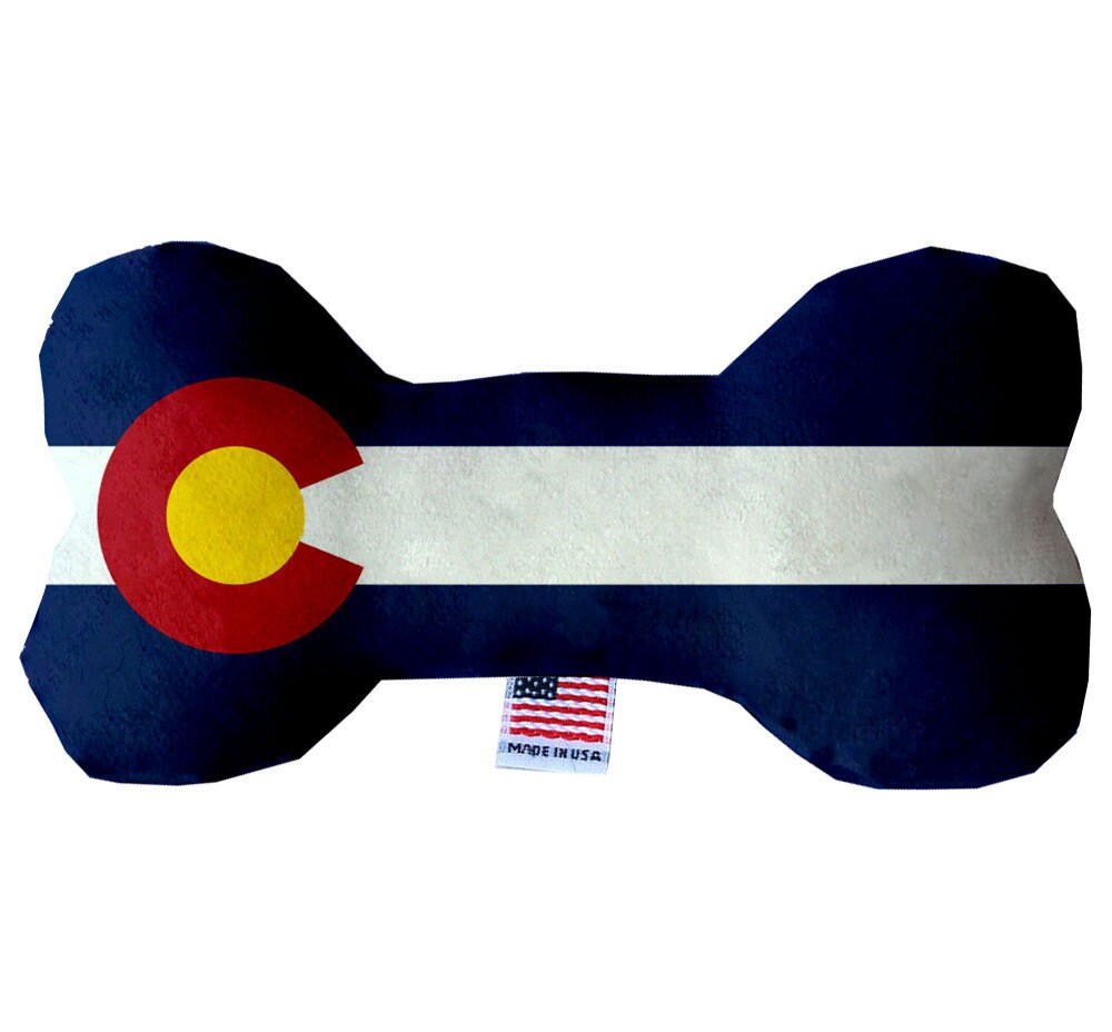 Set of Colorado Desert plush bone toys for dogs, featuring soft fabric and squeakers in various sizes.