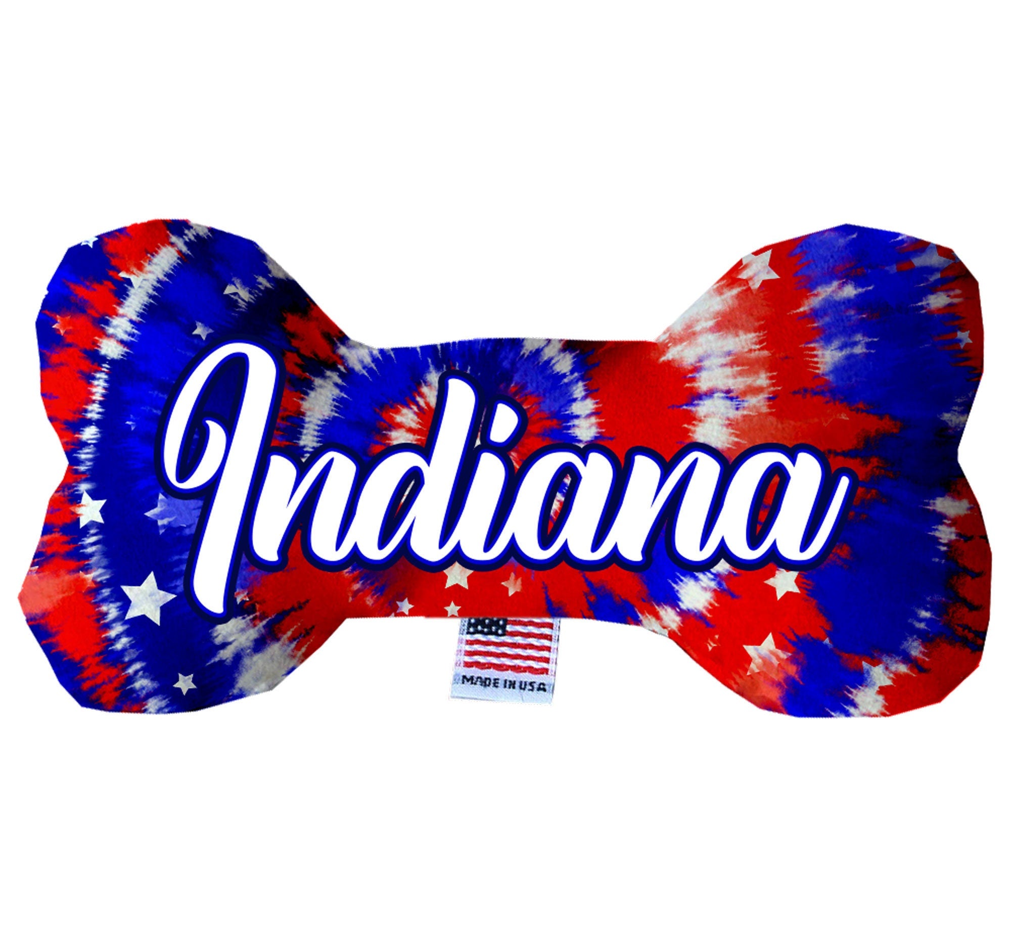 A collection of handmade plush bone toys for dogs, featuring various patterns and sizes, showcasing their soft texture and squeaker functionality.