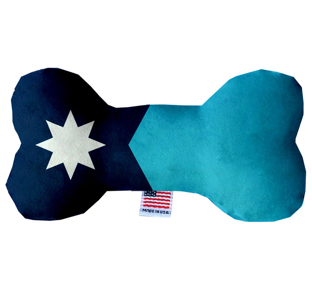 A collection of Minnesota State Plush Bone Toys for dogs, showcasing various patterns and sizes, made from soft and safe materials.