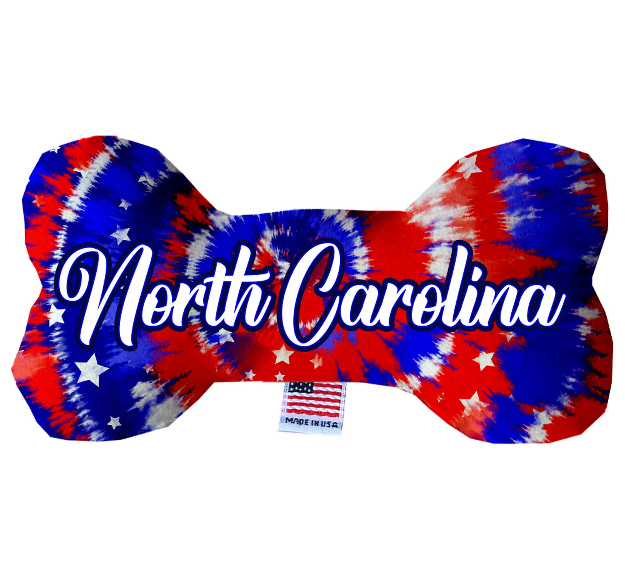 North Carolina Coast Plush Bone Toys for dogs, featuring vibrant patterns and soft plush material, perfect for playtime and cuddling.