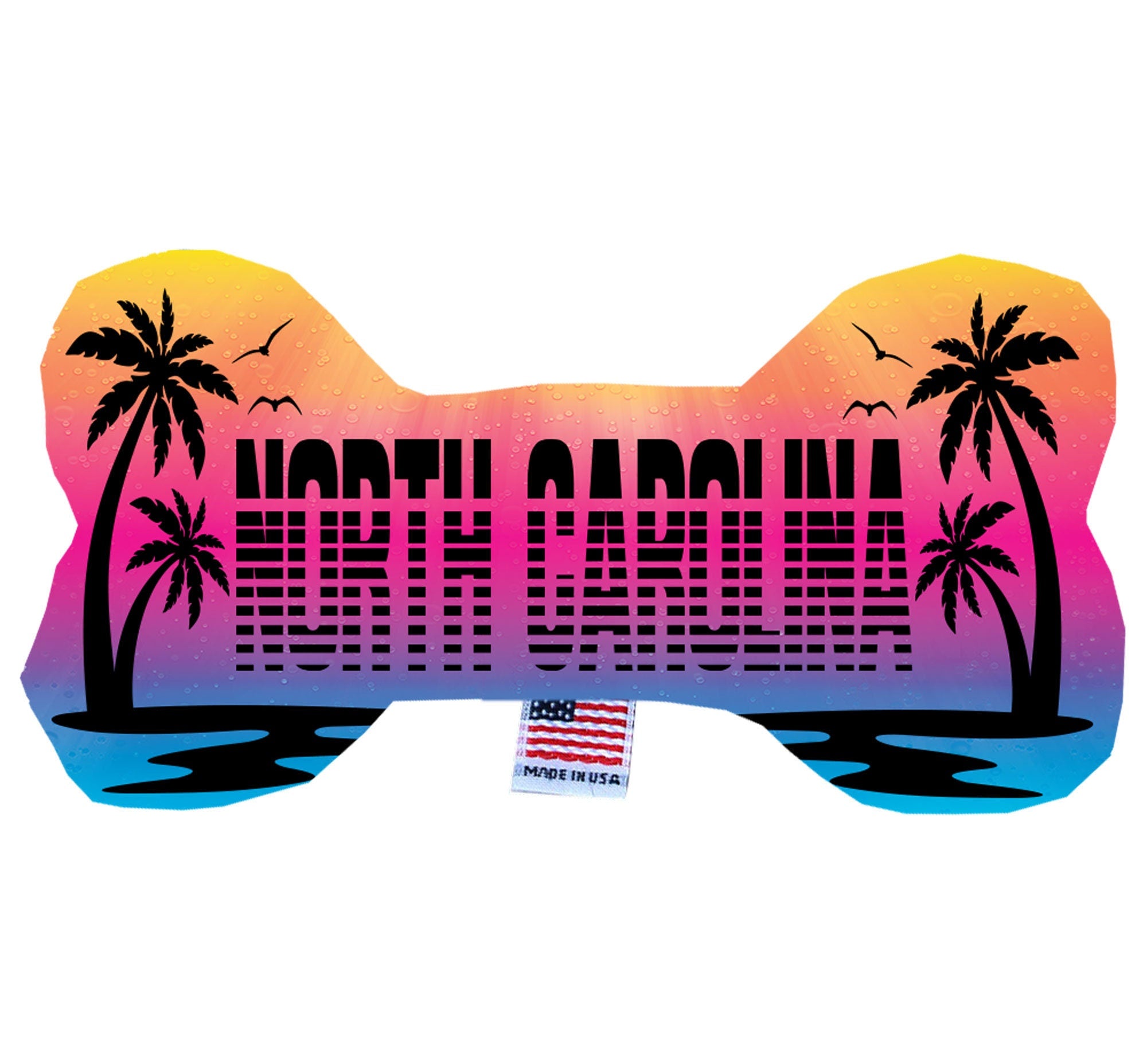 North Carolina Coast Plush Bone Toys for dogs, featuring vibrant patterns and soft plush material, perfect for playtime and cuddling.