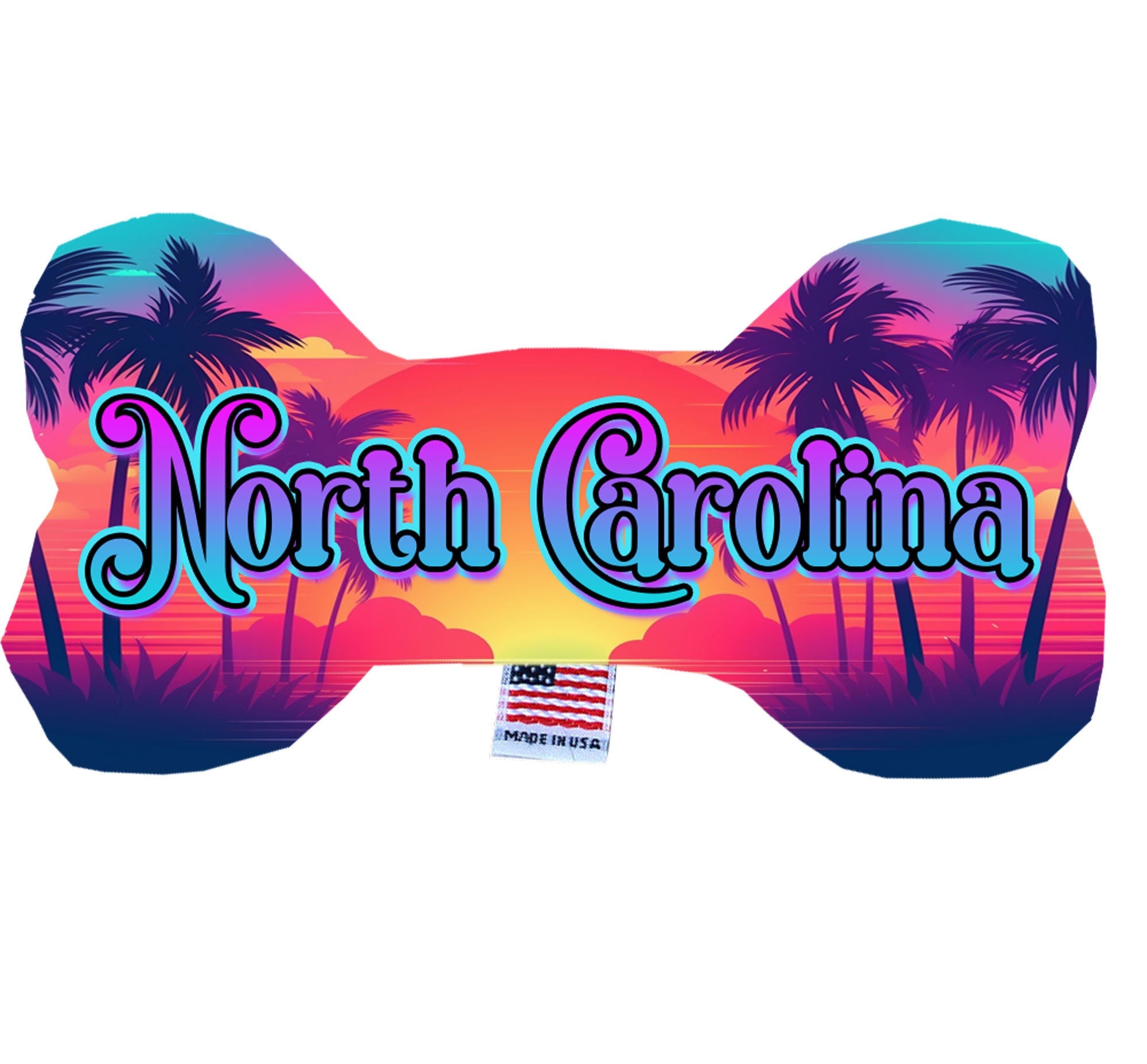 North Carolina Coast Plush Bone Toys for dogs, featuring vibrant patterns and soft plush material, perfect for playtime and cuddling.