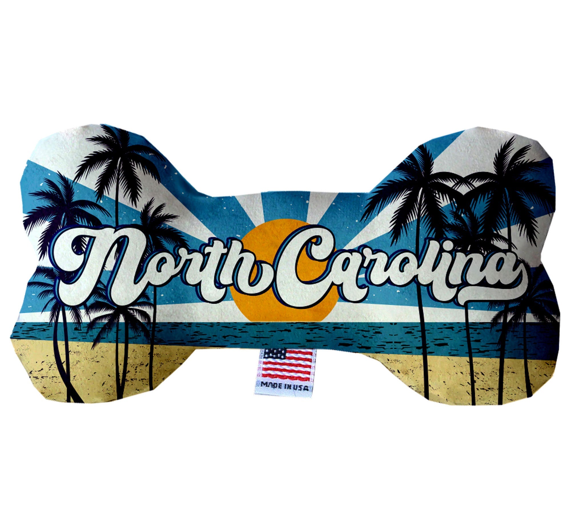 North Carolina Coast Plush Bone Toys for dogs, featuring vibrant patterns and soft plush material, perfect for playtime and cuddling.