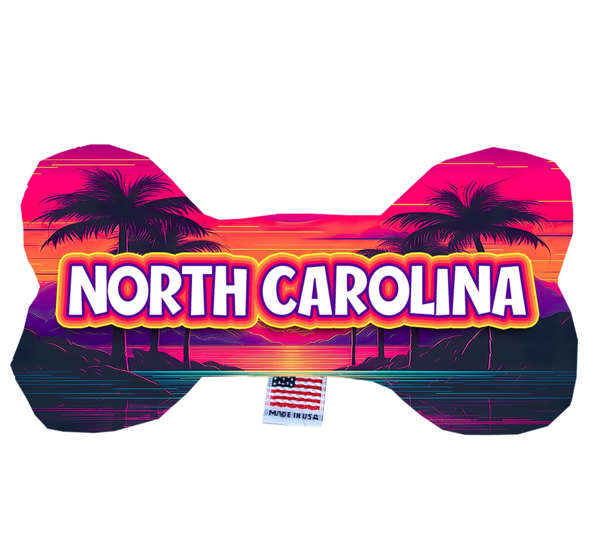 North Carolina Coast Plush Bone Toys for dogs, featuring vibrant patterns and soft plush material, perfect for playtime and cuddling.