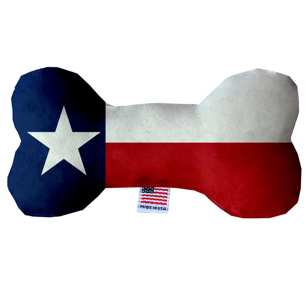 A set of three plush bone toys designed for dogs, featuring a Texas Desert theme with vibrant colors and soft textures.