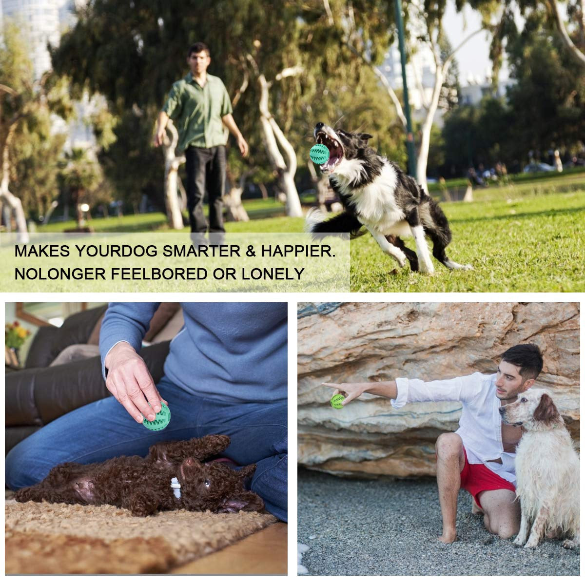 A vibrant, extra-tough rubber jump toy designed for dogs and cats, showcasing its elasticity and durable construction.