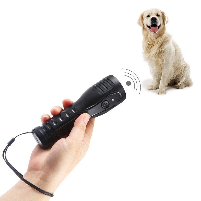 Ultrasound Repeller Control Trainer Device for dogs, featuring a compact design and built-in flashlight, ideal for training and barking deterrence.