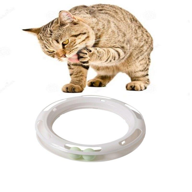 A colorful interactive ball toy for cats, designed for exercise and play, featuring a durable plastic construction.