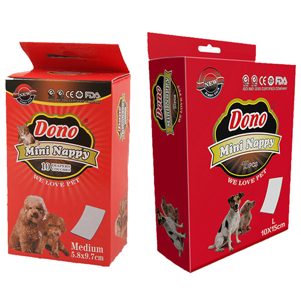 A soft and absorbent pet nappy available in three sizes, designed for comfort and cleanliness.