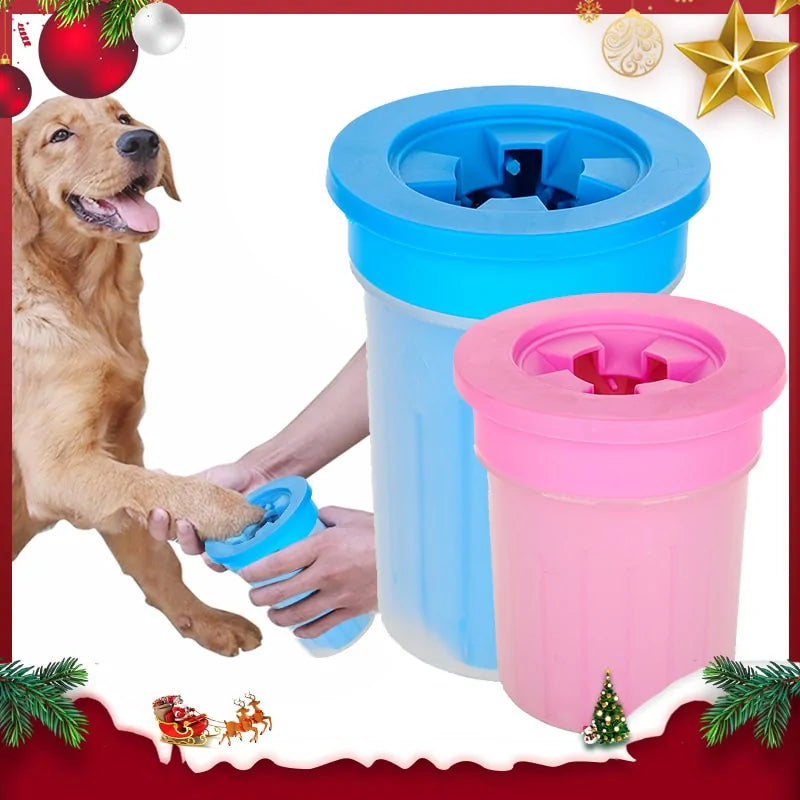 A Pawfect Paw Cleaner Cup with silicone bristles, designed for cleaning pet paws effortlessly, showcasing its two-in-one functionality.