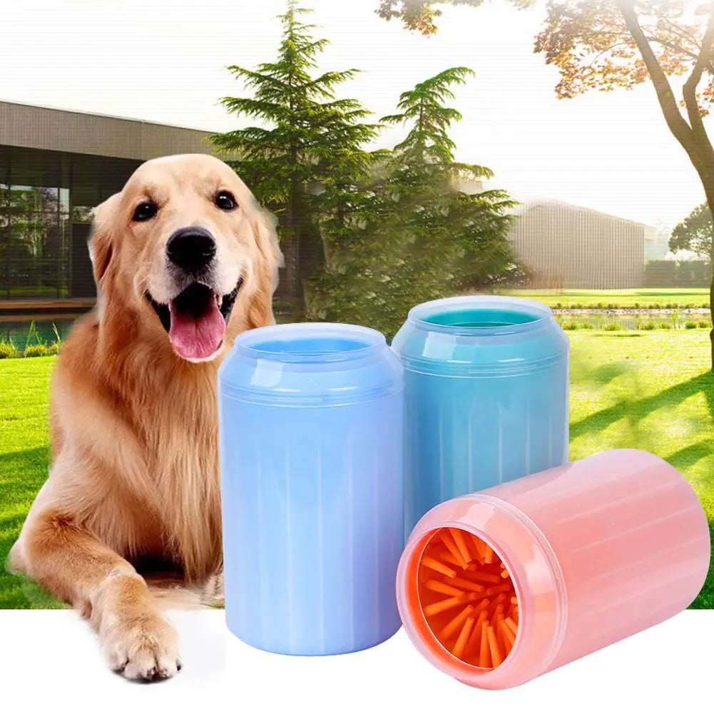 A colorful Pet Paw Washing Silicone Cup with soft bristles, designed for cleaning pet paws effectively and gently.