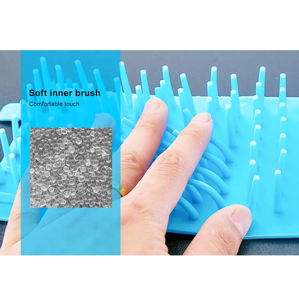 A colorful Pet Paw Washing Silicone Cup with soft bristles, designed for cleaning pet paws effectively and gently.