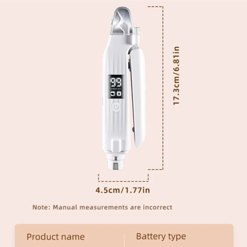 Pet Safety LED Grinder Claw Trimmer designed for safe and efficient nail grooming of dogs, cats, and rabbits, featuring an ergonomic grip and LED light.