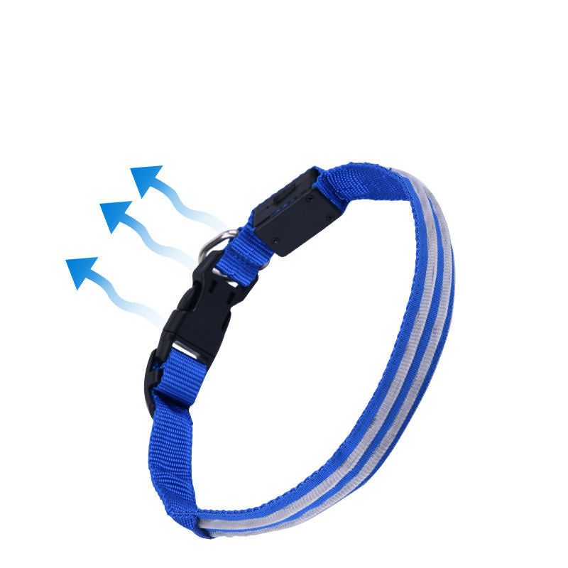 LED Flash Dog Collar in various colors, showcasing its luminous features and durable design.