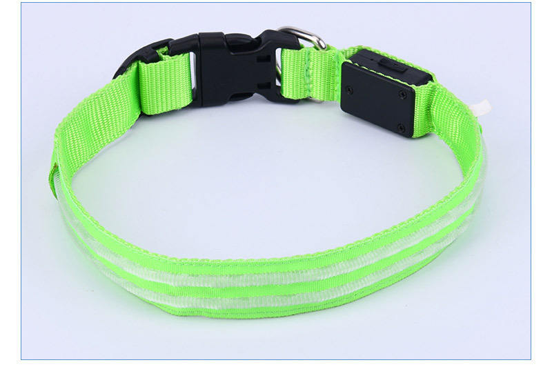 LED Flash Dog Collar in various colors, showcasing its luminous features and durable design.