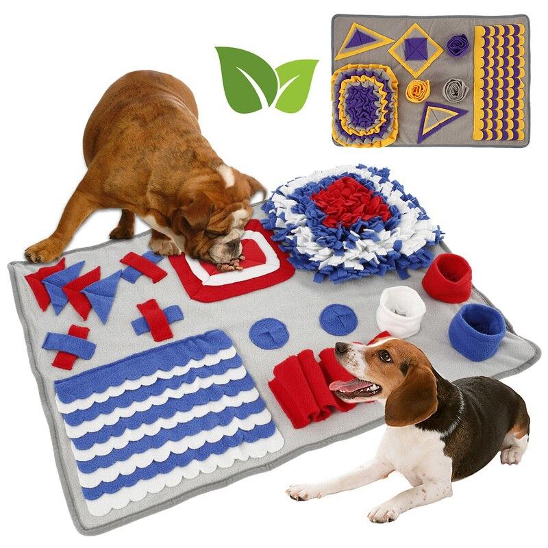 A colorful Pet Training Mat designed for dogs, featuring various textures for foraging and feeding, measuring 50x75CM.