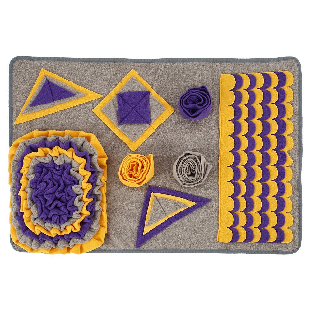 A colorful Pet Training Mat designed for dogs, featuring various textures for foraging and feeding, measuring 50x75CM.