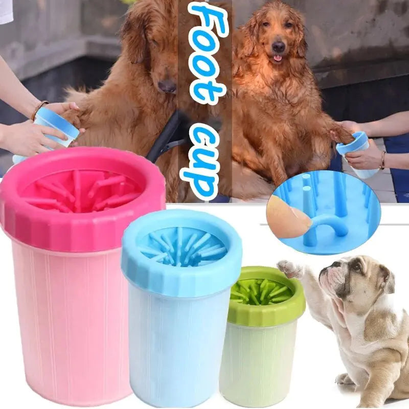 A Pet Wash Cup designed for cleaning pet paws, featuring soft brushes and a durable silicone body, ideal for keeping floors clean.