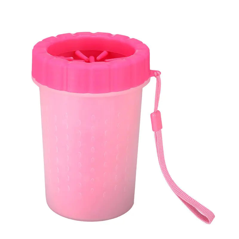 A Pet Wash Cup designed for cleaning pet paws, featuring soft brushes and a durable silicone body, ideal for keeping floors clean.