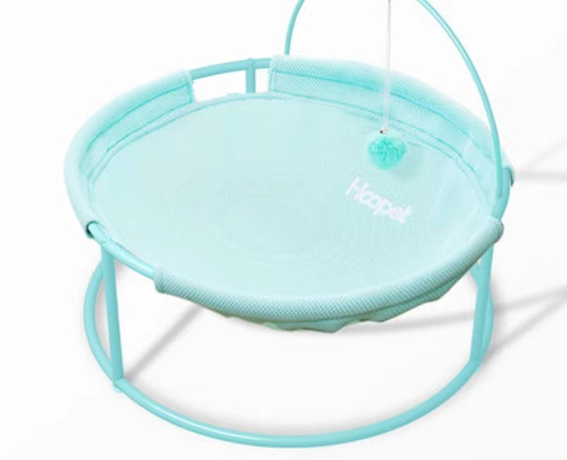 A cozy and stylish pets bed designed for both winter and summer, featuring a soft hammock and a pill toy, perfect for cats of all ages.