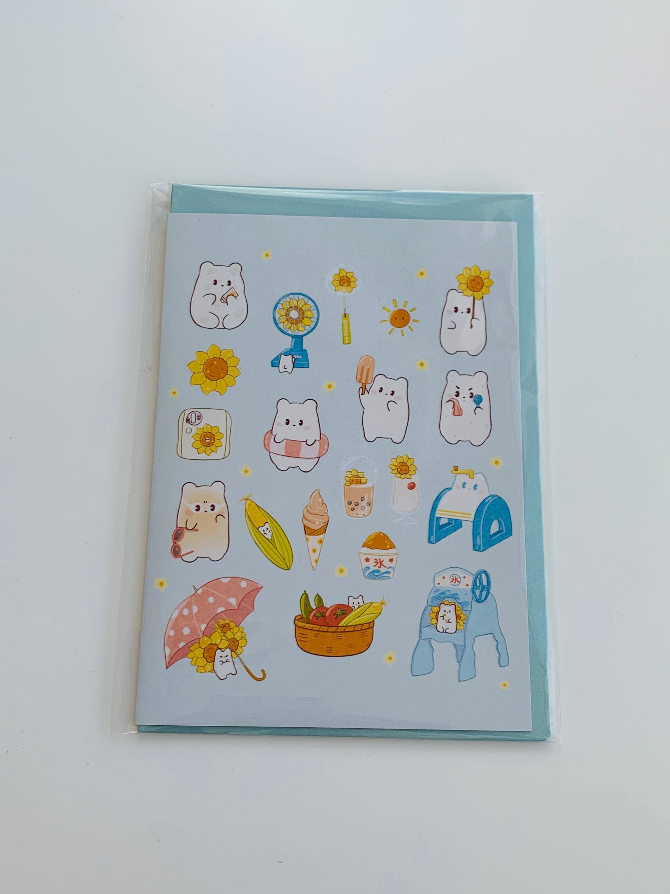 PETS CARD - #107 featuring a hand-painted design on smooth white cardstock with a plain craft envelope.