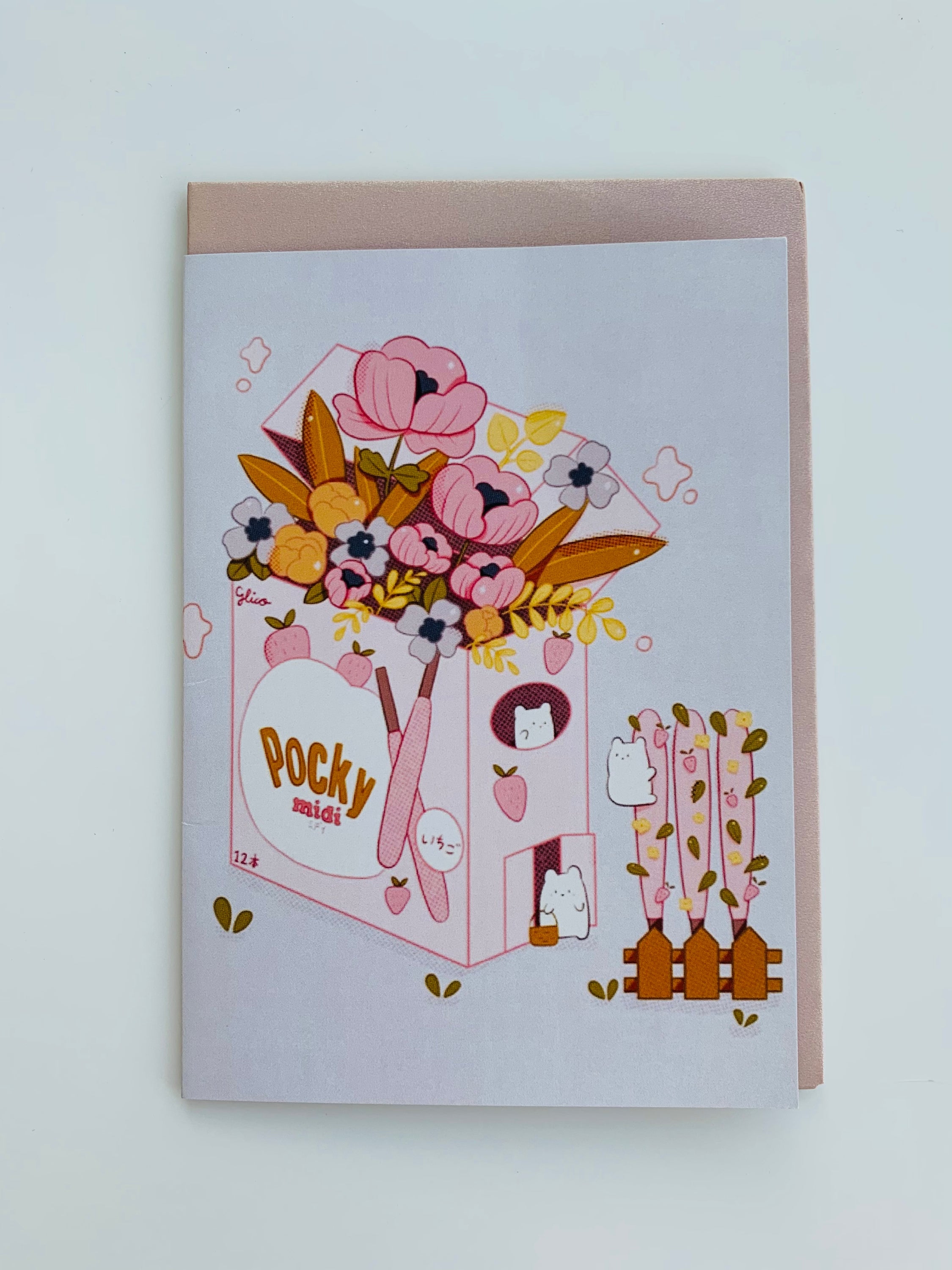 PETS CARD - #140 featuring a hand-painted design on smooth white cardstock with a craft envelope.